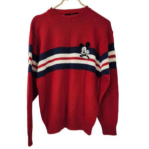 Vintage Disney Mickey Mouse Embroidered Sweater Size Large Est Red Blue
